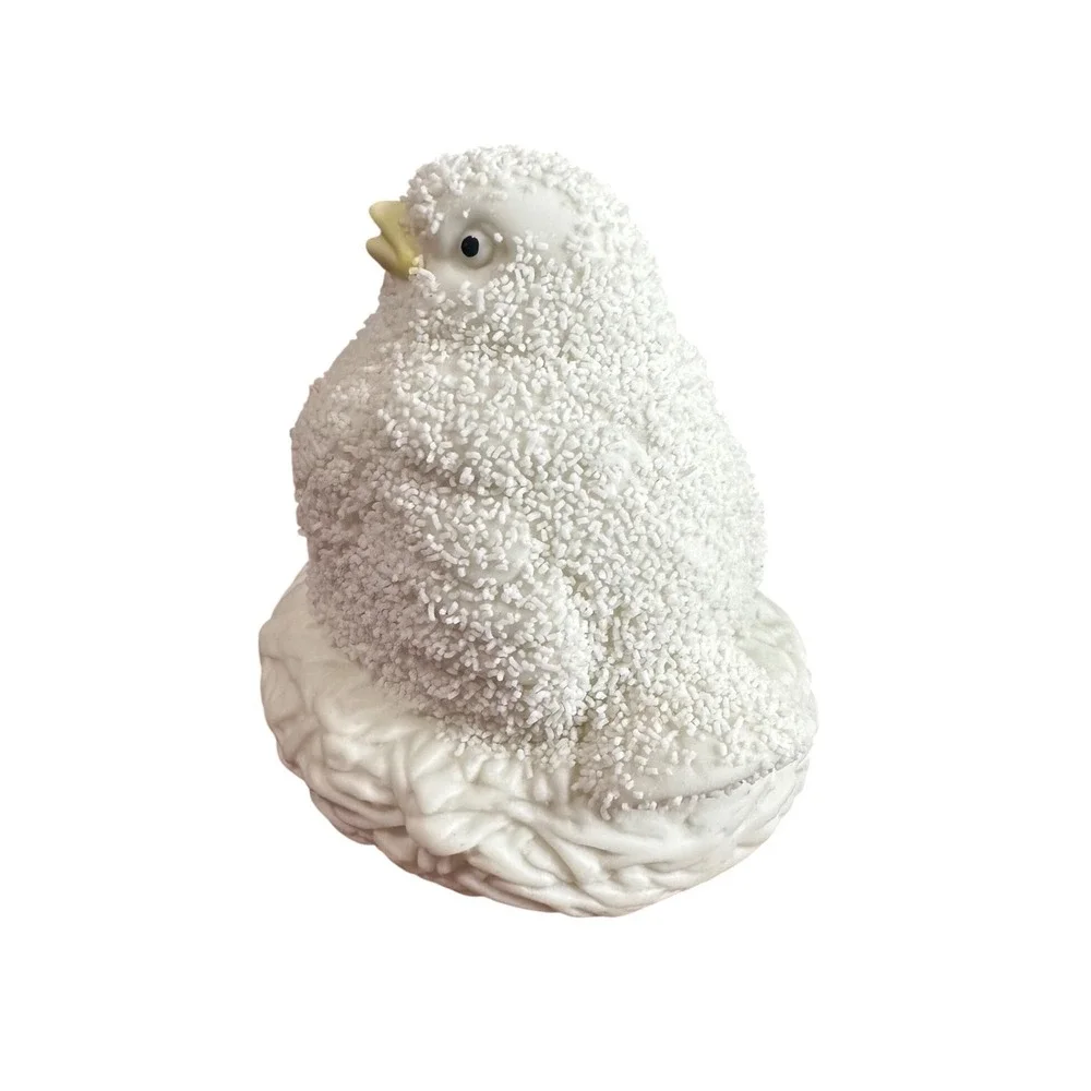 Dept 56 Easter Chick in Nest Figurine 1994 White Textured Bird Ceramic‎ Decor